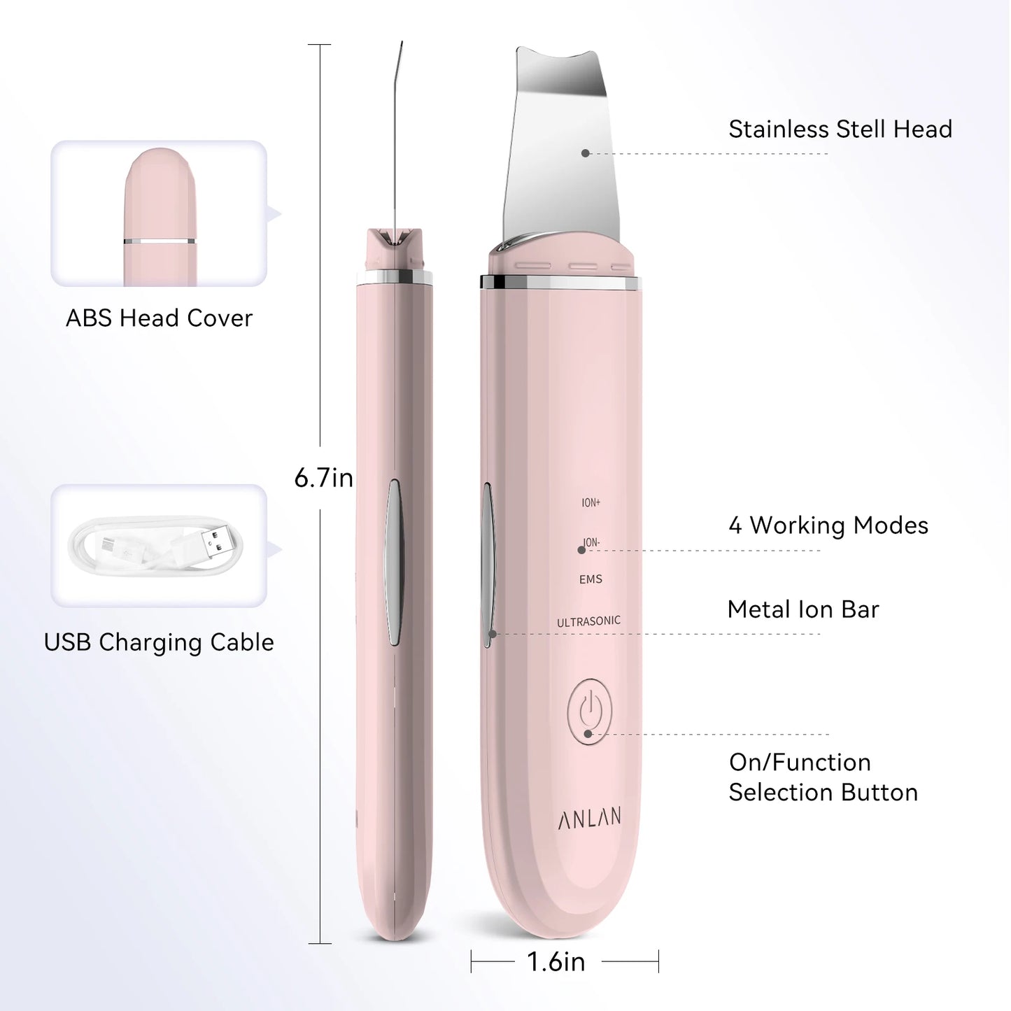 Ultrasonic Skin Scrubber Deep Cleaning Peeling Shovel Limpiador Facial Skin Care Face Lifting Machine Ultrasonic Cleaner