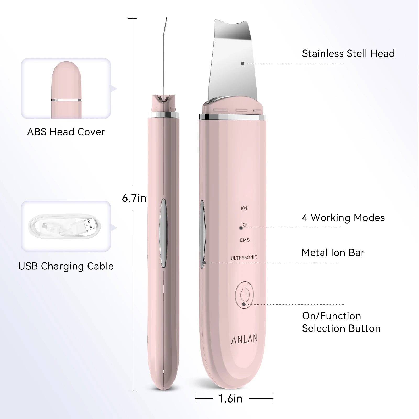 Ultrasonic Skin Scrubber Deep Cleaning Peeling Shovel Limpiador Facial Skin Care Face Lifting Machine Ultrasonic Cleaner